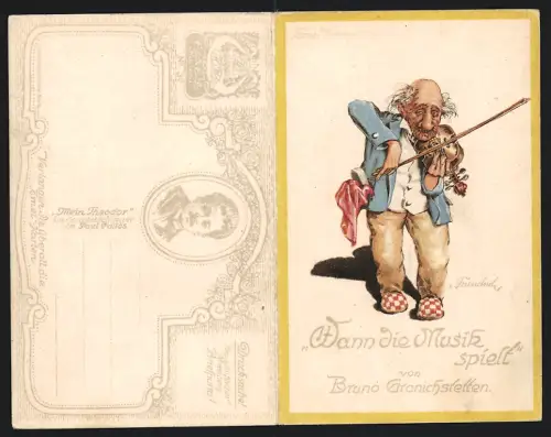 Klapp-AK Lied Wann die Musik Spielt! von Bruno Granichstetten