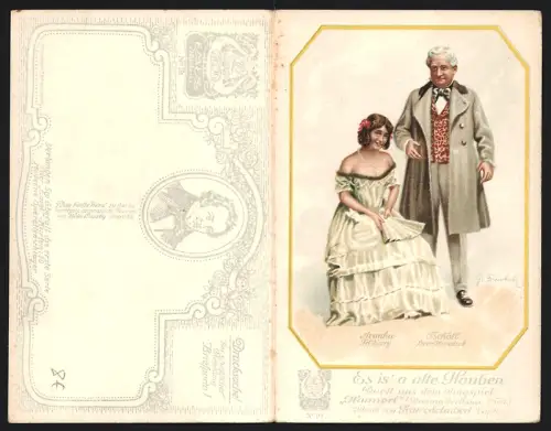 Klapp-AK Lied: Es is` a alte Hauben, Operette Hannerl v. F. Schubert, Tschöll und Aranka