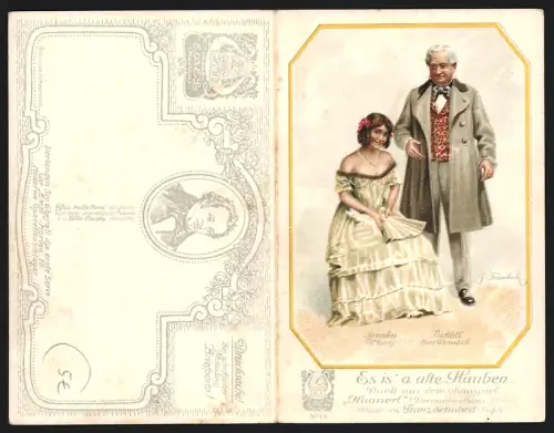 Klapp-AK Lied Es ist a alte Hauben, Aranka und Tschöll im Duett