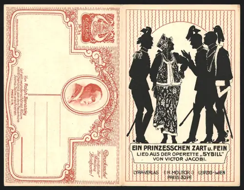 Klapp-AK Lied aus der Operette Sybill Ein Prinzesschen zart und fein, Komponist Victor Jacobi