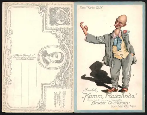 Klapp-AK Operette Bruder Leichtsinn Tanzlied Ach, komm' Rosalinde!