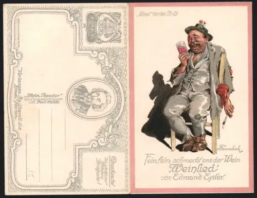 Klapp-AK Emel Karten No. 29, Weinlied von Edmund Eysler