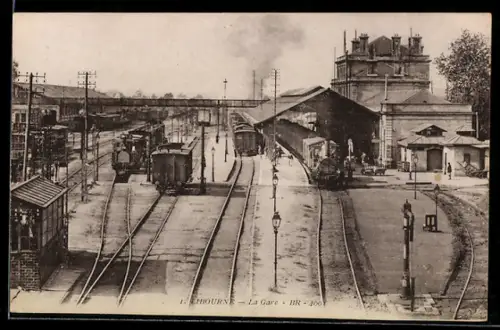 AK Libourne, La gare, Bahnhof mit Güterwagon's