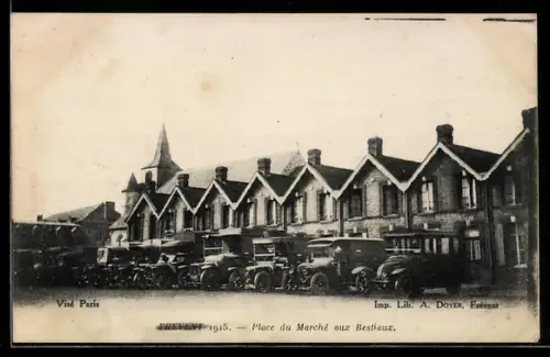 AK Frevent, Place du Marché aux Bestiaux 1915