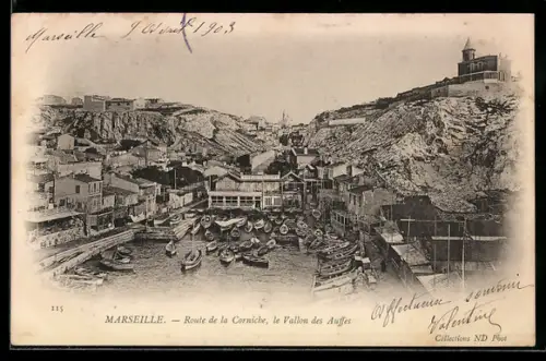 AK Marseille, Route de la Corniche, le Vallon des Auffes