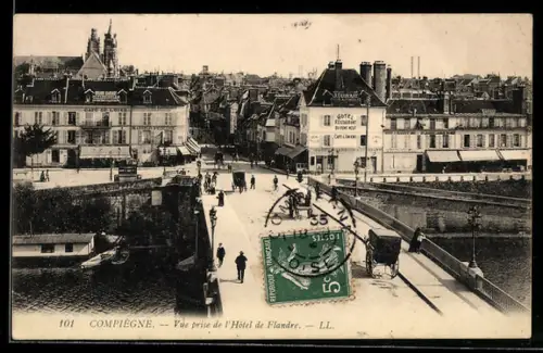 AK Compiègne, Vue prise de l`Hôtel de Flandre
