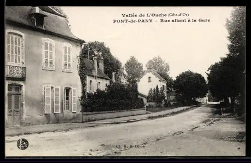AK Pont-de-Pany /Côte-d`Or, Rue allant à la Gare