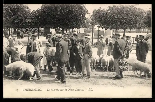 AK Cherbourg, Le Marché sur la Place Divette