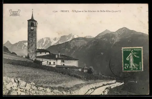 AK Peisey, L`Eglise et les Glaciers de Belle-Côte