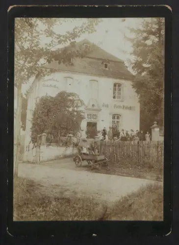 Fotografie Ansicht Eisenschmitt, Partie am Restaurant Eichelhütte samt Tuch- und Tüten-Fabrik