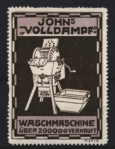 Reklamemarke Johns Volldampf, Waschmaschine, über 20000 verkauft