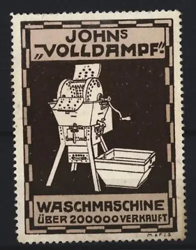 Reklamemarke Johns Volldampf, Waschmaschine
