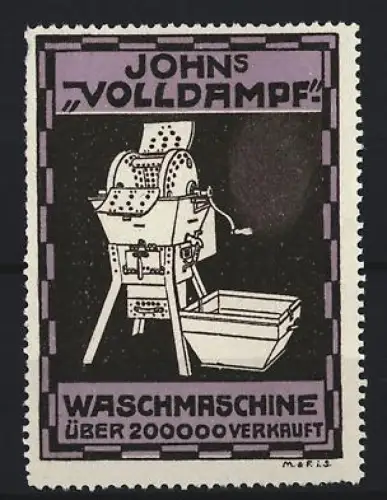 Reklamemarke Johns Volldampf, Waschmaschine