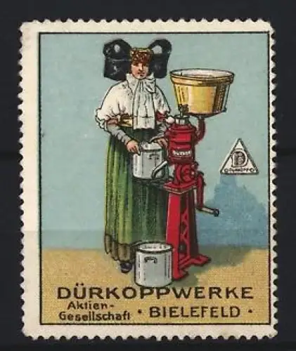 Reklamemarke Bielefeld, Dürkoppwerke Aktiengesellschaft, Frau mit Separator