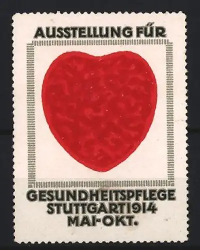 Reklamemarke Stuttgart, Ausstellung für Gesundheitspflege 1914, rotes Herz