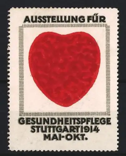Reklamemarke Stuttgart, Ausstellung für Gesundheitspflege 1914, rotes Herz