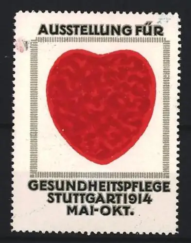 Reklamemarke Stuttgart, Ausstellung für Gesundheitspflege 1914, rotes Herz