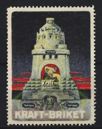 Reklamemarke Leipzig, Kraft-Briketts, Völkerschlachtdenkmal