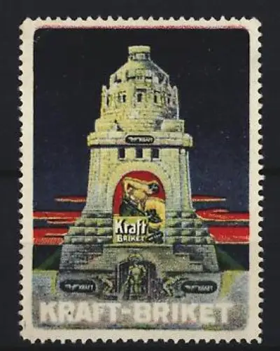 Reklamemarke Leipzig, Kraft-Briket, Völkerschlachtdenkmal