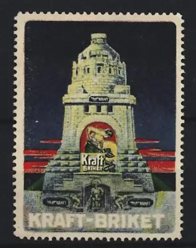 Reklamemarke Leipzig, Kraft-Briket, Völkerschlachtdenkmal