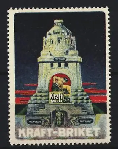 Reklamemarke Leipzig, Kraft-Briket, Völkerschlachtdenkmal