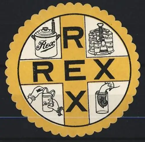 Reklamemarke Rex, Einmachgläser und Utensilien