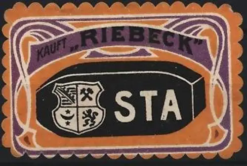 Reklamemarke Riebeck, Kohlebrikett mit Wappen