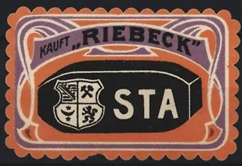 Reklamemarke Riebeck, Kohlebrikett mit Wappen, Logo