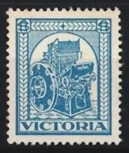 Reklamemarke VICTORIA, Druckmaschine