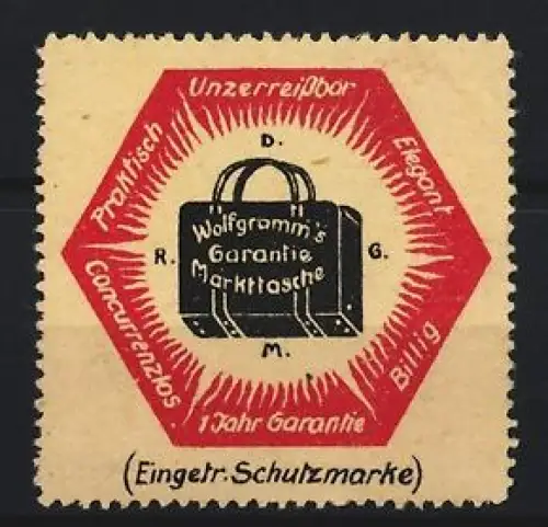 Reklamemarke Wolfgramm`s Garantie Markttasche, Koffer
