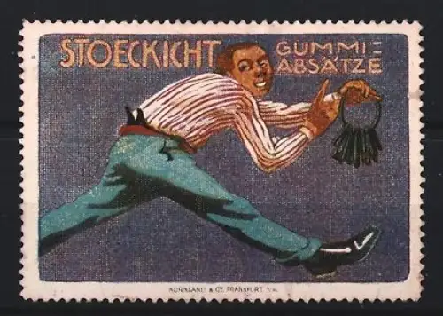 Reklamemarke Frankfurt, Stoeckicht Gummi-Absätze, Läufer mit Schuhen