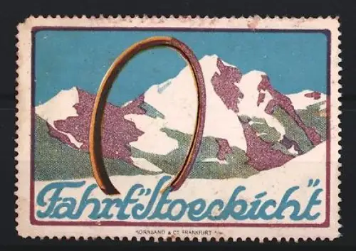 Reklamemarke Stoeckicht, Reifen, Berglandschaft und Reifen