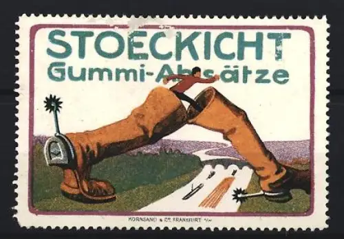 Reklamemarke Frankfurt, Stoeckicht Gummi-Absätze, 7-Meilen-Stiefel