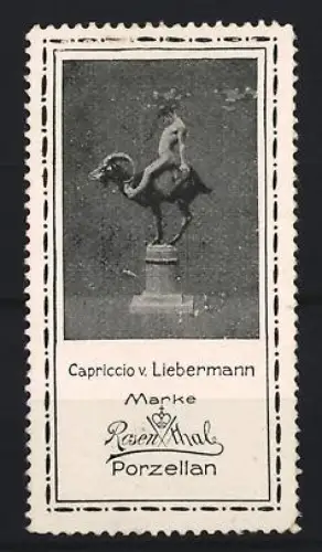 Reklamemarke Capriccio v. Liebermann, Rosenthal Porzellan, Reiterstatue