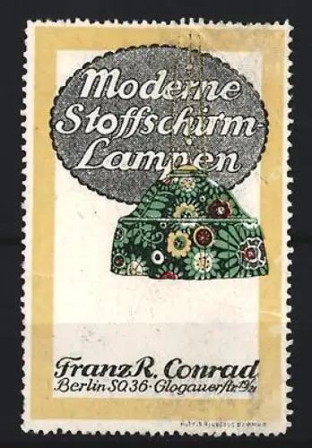 Reklamemarke Berlin, Moderne Stoffschirm-Lampen, Lampenschirm mit Blumenmuster