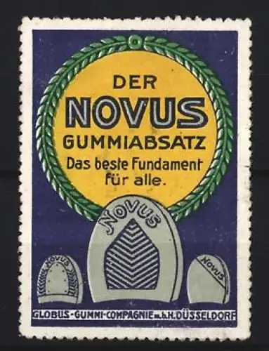 Reklamemarke Düsseldorf, Globus-Gummi-Compagnie, Der Novus Gummiabsatz, Schuhsohle