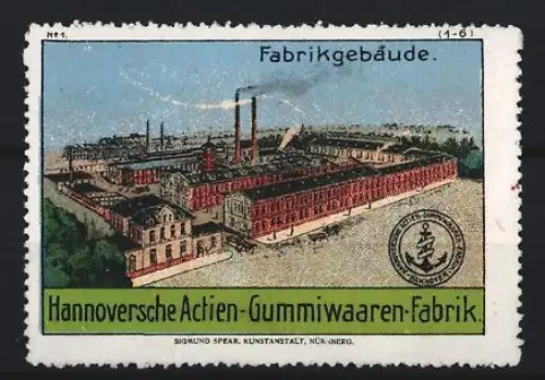 Reklamemarke Hannover, Hannoversche Actien-Gummiwaaren-Fabrik, Fabrikgebäude