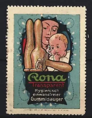 Reklamemarke Rona Transparent, Hygienischer Gummisauger