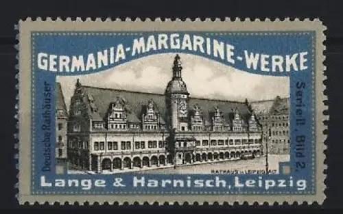 Reklamemarke Leipzig, Germania, Margarine-Fabrik, Gebäudeansicht