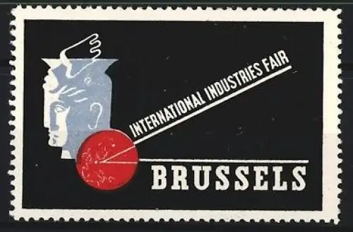 Reklamemarke Brussels, International Industries Fair, Kopf und roter Punkt