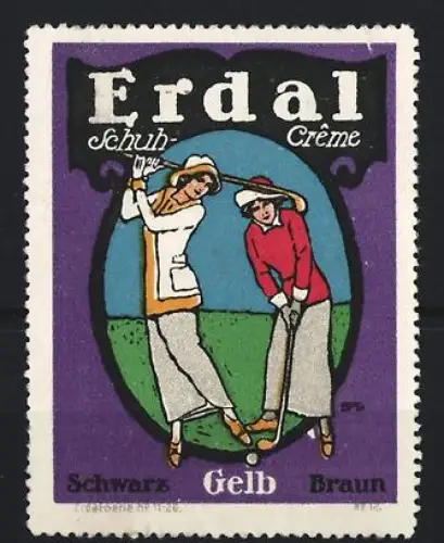 Reklamemarke Erdal, Schuh-Crème, Golfende Frauen