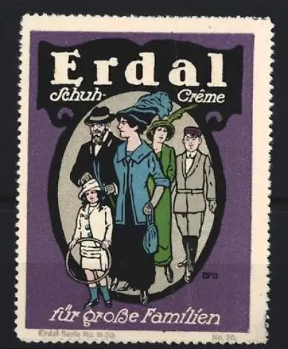 Reklamemarke Erdal, Schuh-Crème, Familie in eleganter Kleidung