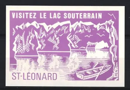 Reklamemarke St-Léonard, Visitez le Lac Souterrain, Boot im See