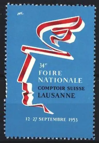Reklamemarke Lausanne, 34e Foire Nationale Comptoir Suisse 1953, Profil aus Bändern