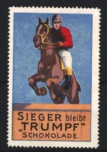 Reklamemarke Trumpf Schokolade, Reiter auf Pferd