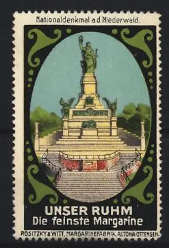 Reklamemarke Niederwald, Feinste Margarine, Unser Ruhm, Nationaldenkmal