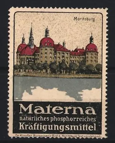 Reklamemarke Moritzburg, Materna Kräftigungsmittel, Schlossansicht