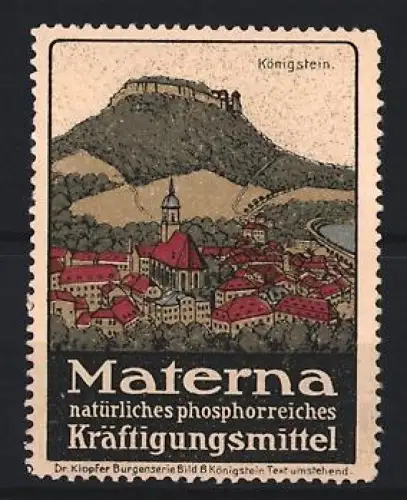 Reklamemarke Königstein, Materna Kräftigungsmittel, Burgansicht