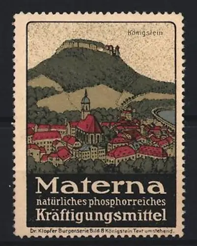 Reklamemarke Königstein, Materna Kräftigungsmittel, Burgansicht