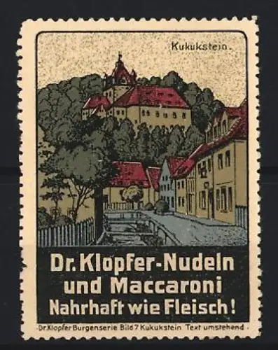 Reklamemarke Kukukstein, Dr. Klopfer-Nudeln und Maccaroni, Burgansicht